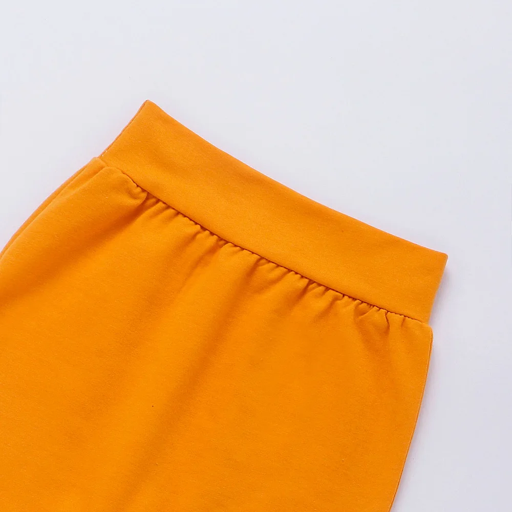 Топ с оборками и цветочным принтом для маленьких девочек + оранжевые однотонные