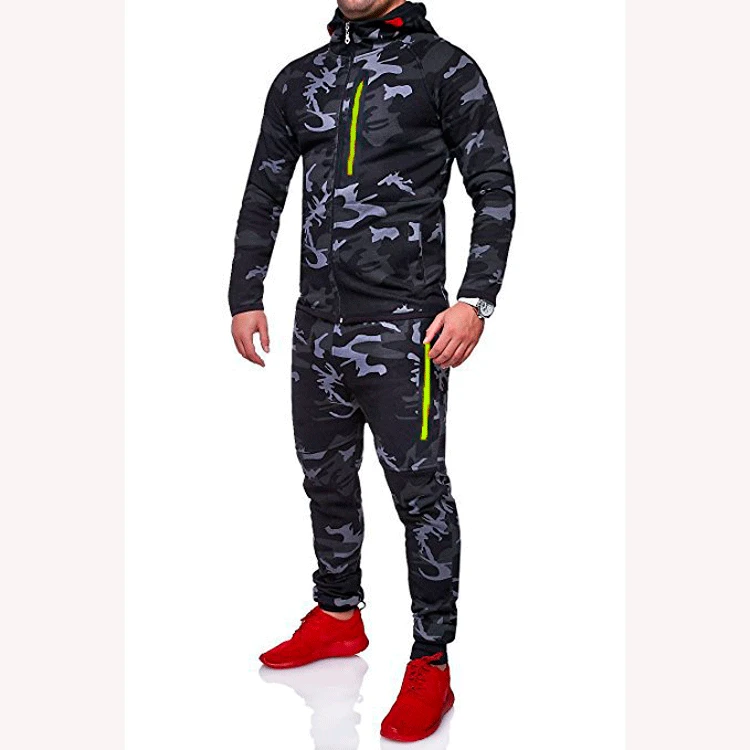 

Men Camouflage Jackets+Pants Set Men's Gyms suit Set Casual Sportswear Zipper Male Camouflage Jackets