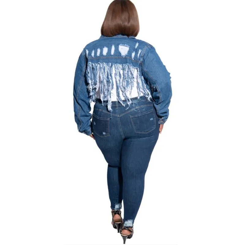 Женская короткая джинсовая куртка Adogirl модная Повседневная с длинными рукавами