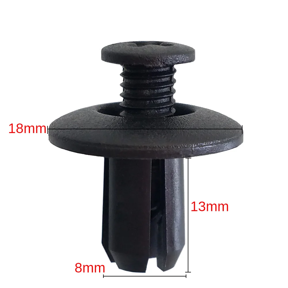 

100pcs Universal 8mm Auto Vehicle Door Trim Panel Retainer Hole Plastic Rivets Clip Fastener Bumper Fender Trunk Retainer