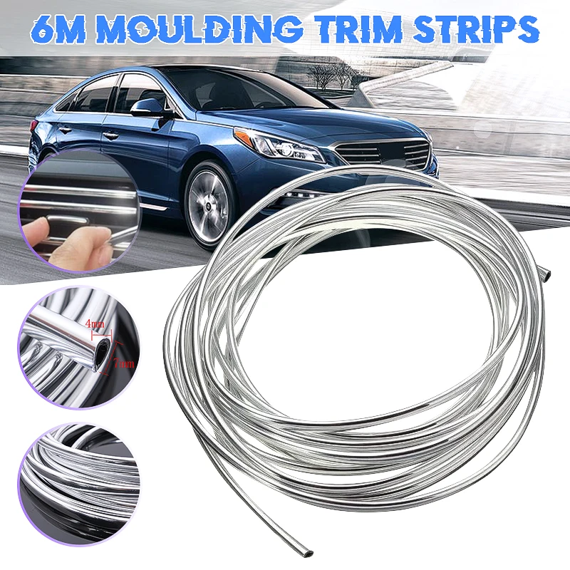 Хромированная формовочная лента 6 м защитная для защиты от царапин на края двери