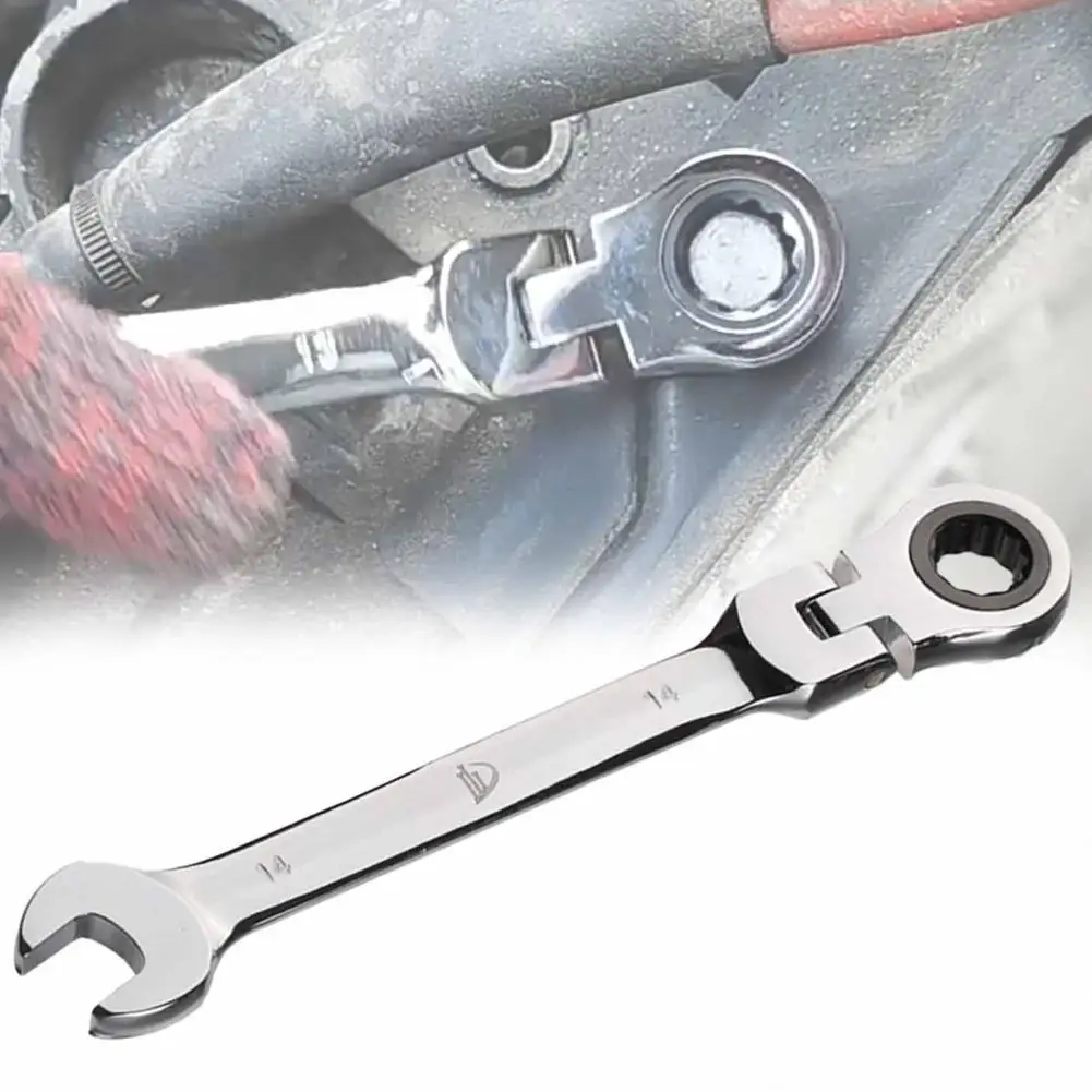 

8-19mm Wrench Compact Adjustable Head 180-degree Rotary Professional 72-tooth Ratchet Spanner Vehicle Maintenance Supplies Tools