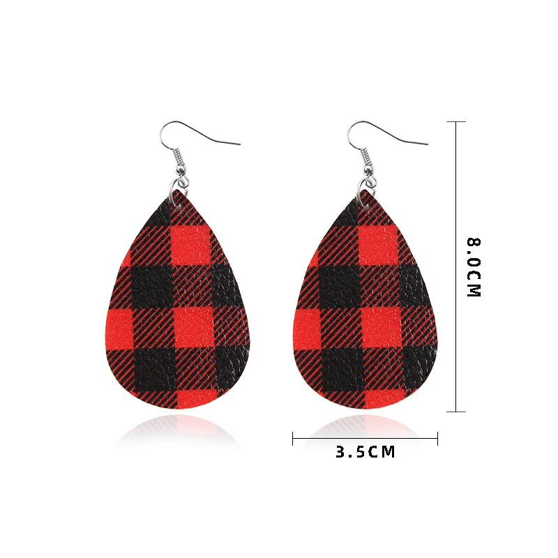 16 пар кожаных сережек в клетку буйвола 2020 для женщин набор виде капли красные