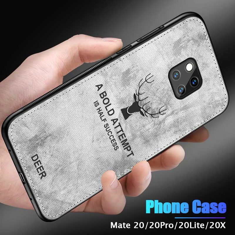 Тканевый чехол с рисунком оленя и лосей для huawei P20 Lite P8 P9 P10 Lite, мягкий силиконовый чехол из ткани для huawei mate 20 Lite 10 9 8 Pro