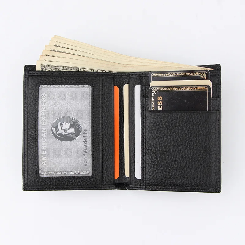 Новый мужской кошелек кожаный кошелек с отделением для карт мужской бумажник из коровьей кожи вертикальный кошелек с несколькими отделени...