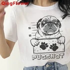 Kawaii Pug женская футболка 2021 одежда для пары гранж уличная одежда белая футболка Летняя футболка harajuku