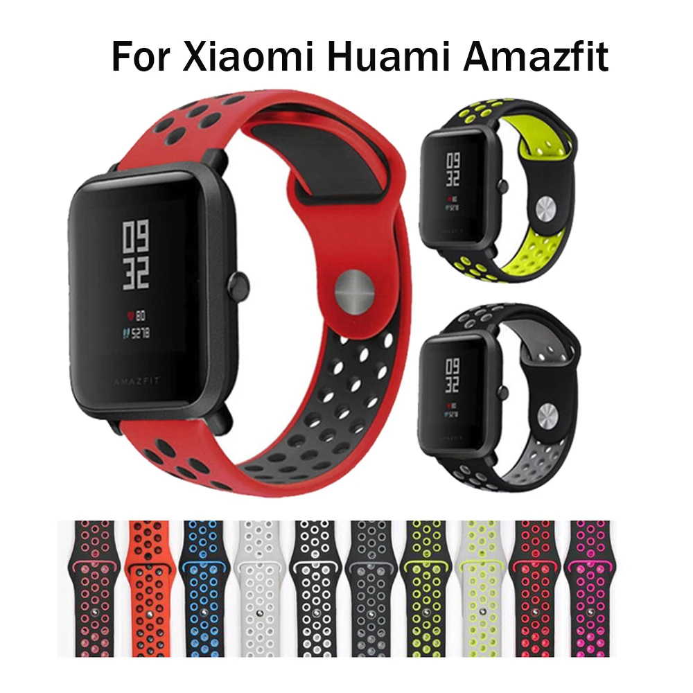 Силиконовый ремешок для часов Xiaomi Huami Amazfit Bip GTS GTR Stratos 2 Band 22 мм 20 спортивный samsung gear