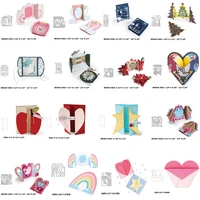 new metal heart cutting dies for scrapbooking ice skater stencils christmas tree gatefold love greeting cards making