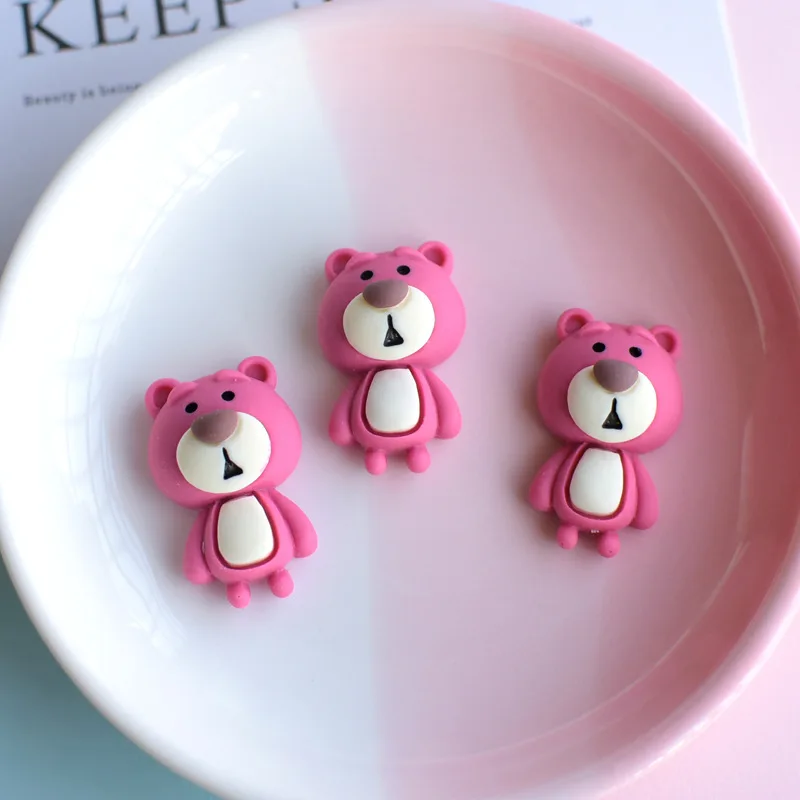 10 шт. мультяшный клубничный медведь конфеты плоский задний полимер