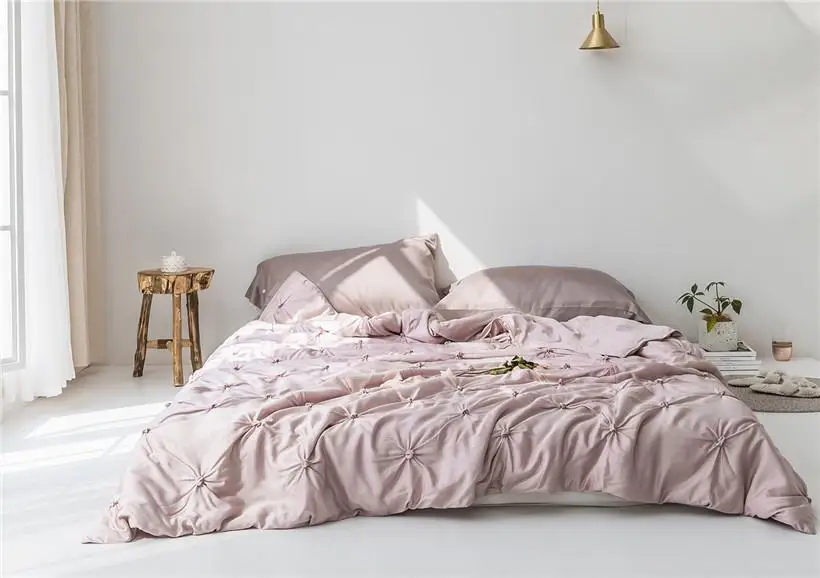 

J3 Handmade Pinch Pleat Summer Comforter Set Tencel Ultra Soft Twin Queen size Pintuck Style Stitch Durable Throw Blanket Quilt