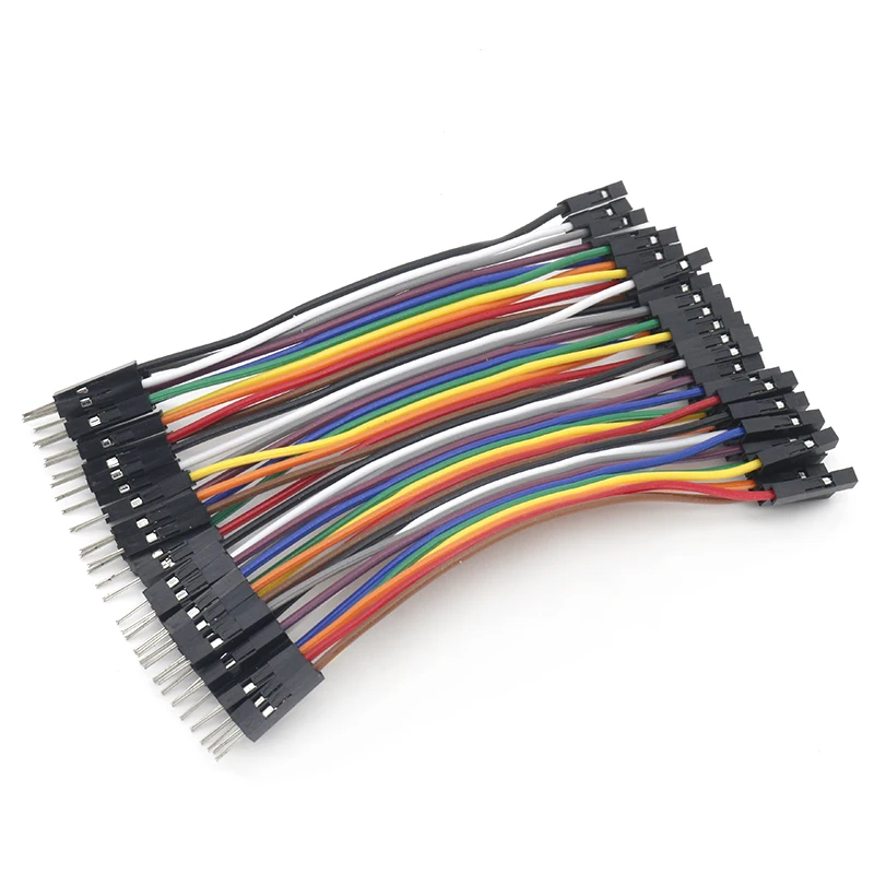 40pcs 10cm 2.54mm 1pin 1p-1p male to female jumper wire Dupont cable for arduino | Электроника
