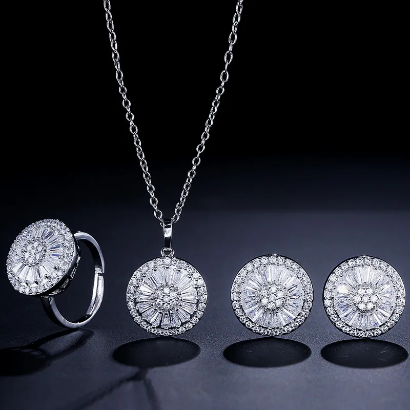 FEEHOW/Изысканный Фианит круглые простые красивые серьги кольцо с подвеской