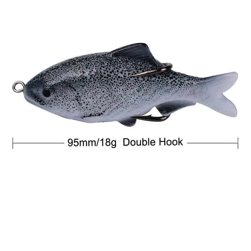 

95mm/18g Artificial Floating Wobbler High Quality Fishing Lure Soft Lure Double Hook Freshwater Bionic Silicone Fishing Bait