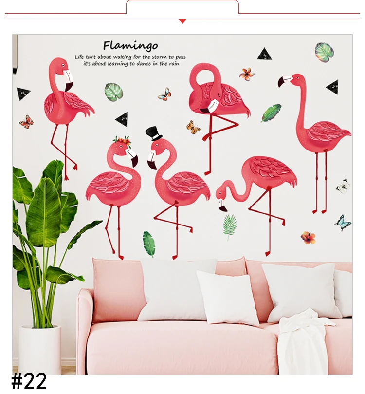 Flamingo Queen Wall Stickers Home Decor Living Room Bedroom Kids Girls Room Nursery Decoration Art Murals Baseboard Vinyl Decals
