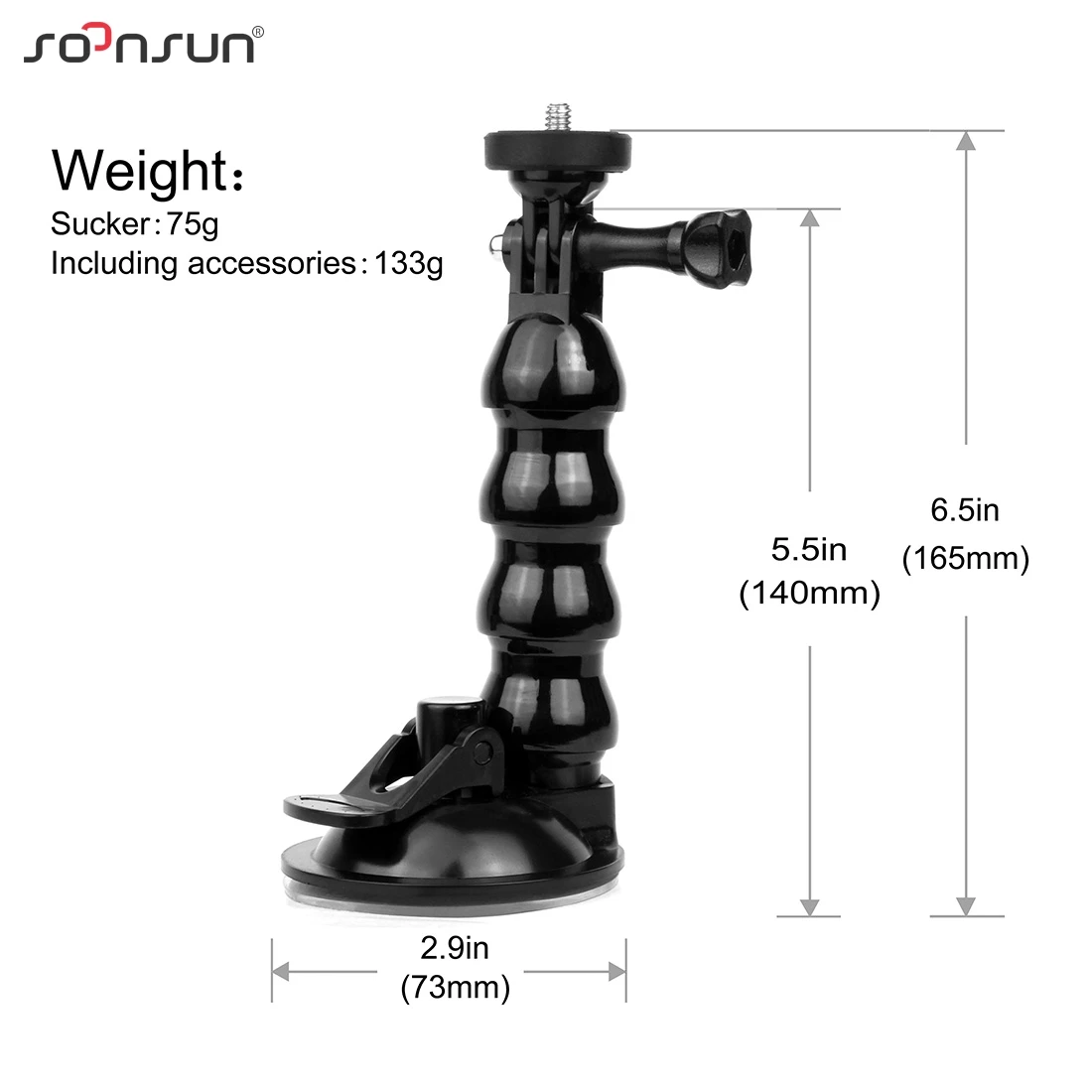Гибкая присоска SOONSUN с держателем зажима для телефона 1/4 адаптер крепления GoPro Hero 9