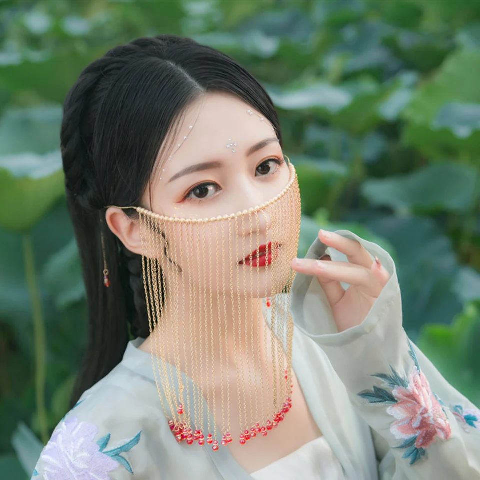 

YYOUFU Hair Decoration Tassel Ancient Style Face Cover Super Fairy Hang on Ears ancient style Wedding accessories