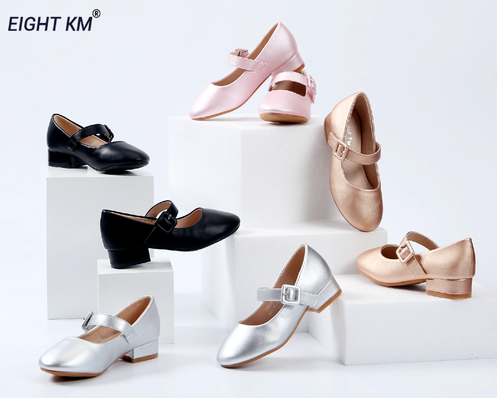 Туфли на низком каблуке 8 км детские кожаные модельные туфли Mary Jane в стиле Фэнтези