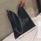 Сумка на плечо Женская однотонная, дизайнерская вместительная кожаная сумочка через плечо на цепочке, повседневный саквояж, 2020