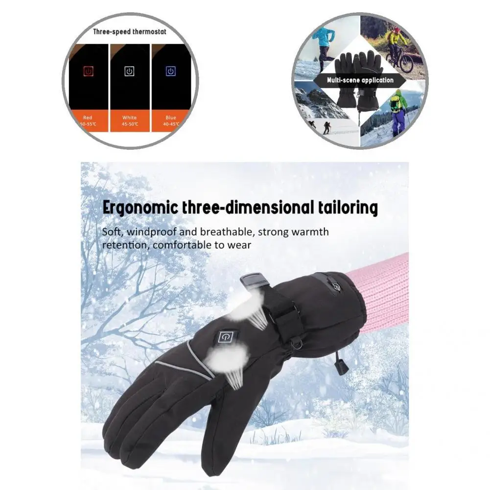 

Lightweight 1 Pair Convenient Cold Resistant USB Heated Mittens Polyester Heated Gloves Comfortable for Skiing