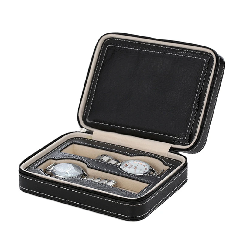 

2/4 /8Grids PU Leather Watch Box Watch Organizer Storage Watches Display Case Tray Zippere Travel Jewelry Watch Collector Case