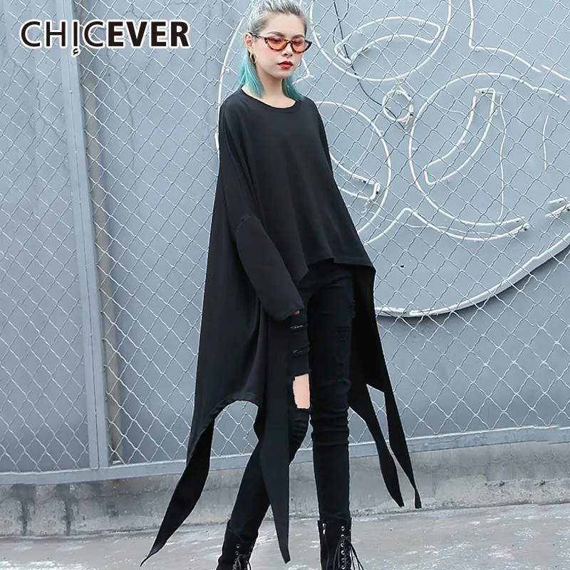 CHCIEVER осенние женские футболки для женщин Топ женский подол неправильной формы