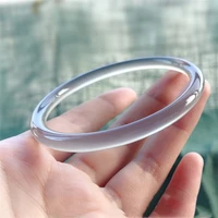 natural smoke gray chalcedony hand carved thin round bracelet fashion boutique jewelry trend womens gray agate bracelet