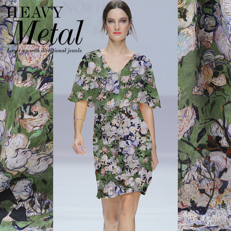 Цветной рисунок цифровая картина креп Крепдешин шелковой ткани для летнее