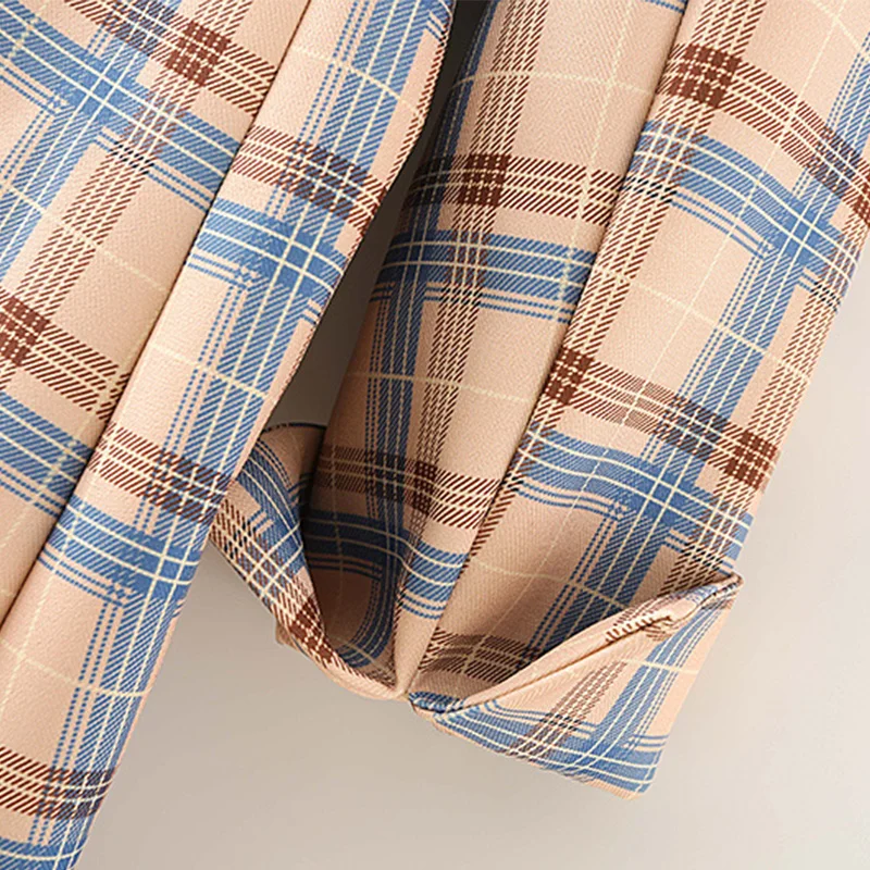 

2020 New Autumn Winter Women Belt Blazers Mixed Color Plaid Suit Ladies Loose Jackets Llegant Girls Suit Causal Outfits Suit