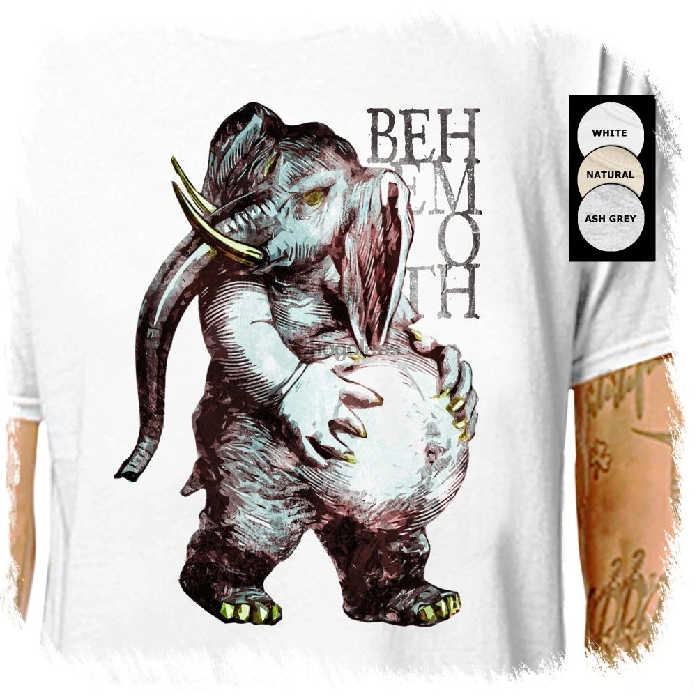 Бегемот демон Ада .. Футболка из 100% хлопка оккультный слон сатанический дьявол