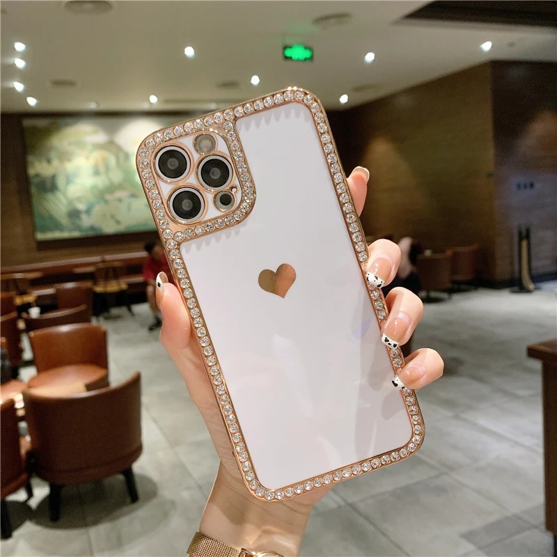 

Qianliyao Electroplated diamond frame Phone Case For iPhone 12 11 Pro XS Max XR X 8 7 Plus Se 2020 Fashion Shockproof Cover