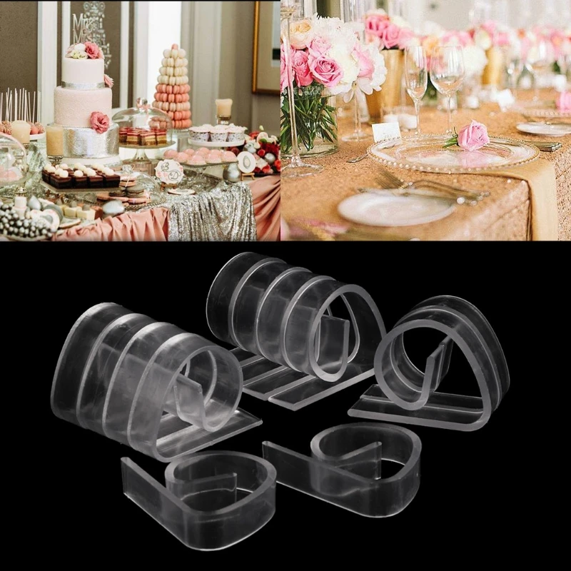 

12Pcs Plastic Clear Tablecloth Table Cover Clips Holder Clamp Party Picnic Home
