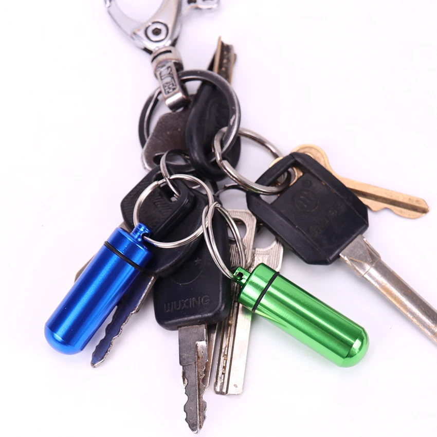 

Waterproof Aluminum Pill Box Case Bottle Cache Drug Holder Container Keychain Medicine Box Health Care
