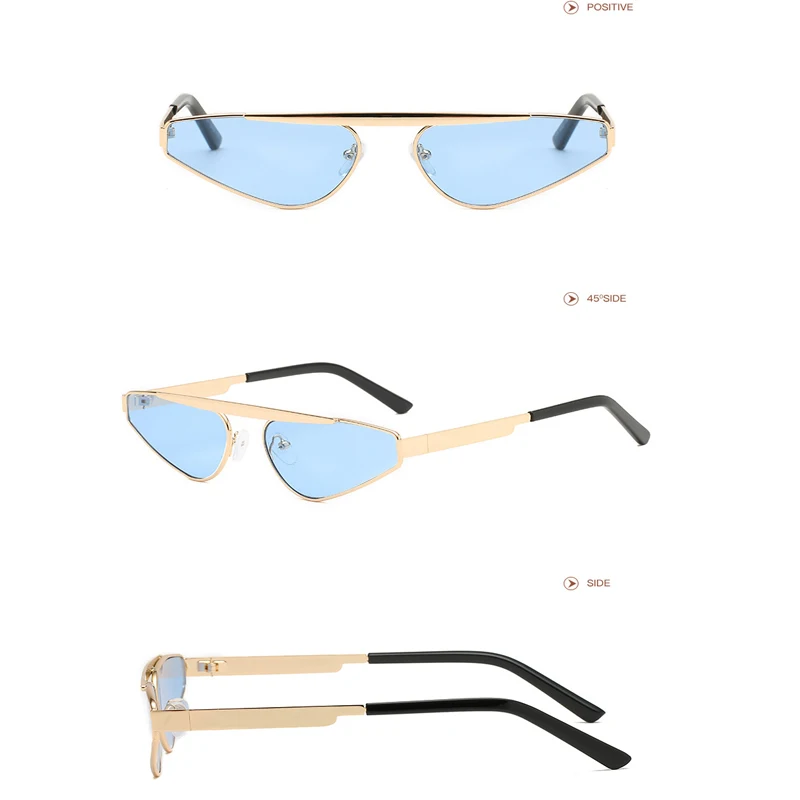 

Elbru Irregular Inverted Triangle Metal Small Frame Sunglasses Fashion TrendSsandy Beach Travel Drive Goggle Sunglasses UV400