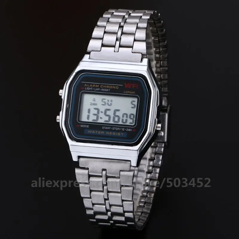 100 шт./лот рекламные WR часы ультратонкие цифровые из сплава ремешок унисекс без