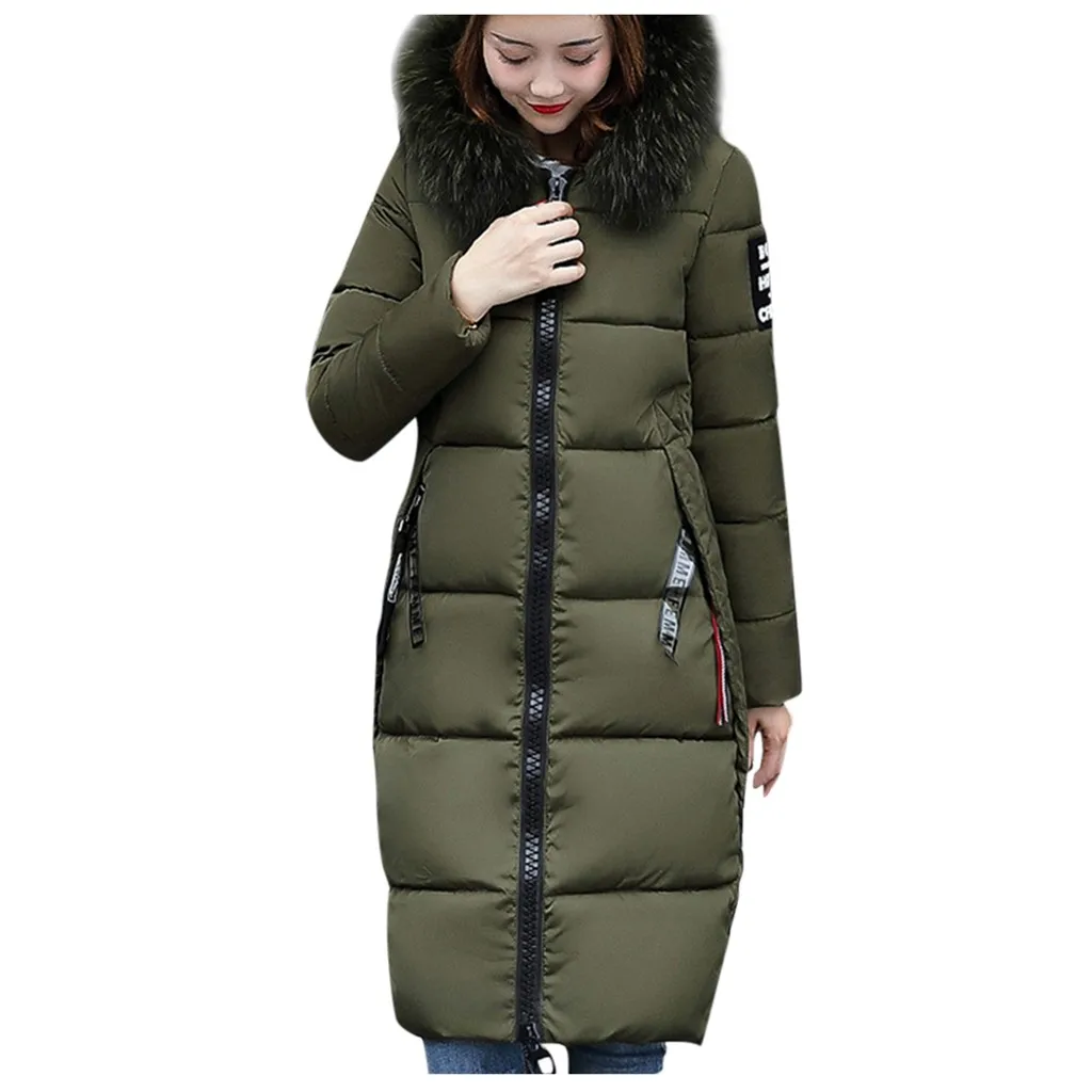 

Parkas Coat Fashion Women Winter Warm Warm Cotton Hooded Long Winter Long-Sleeved Slim Fit Female Outwear Overcoat Parkas #45