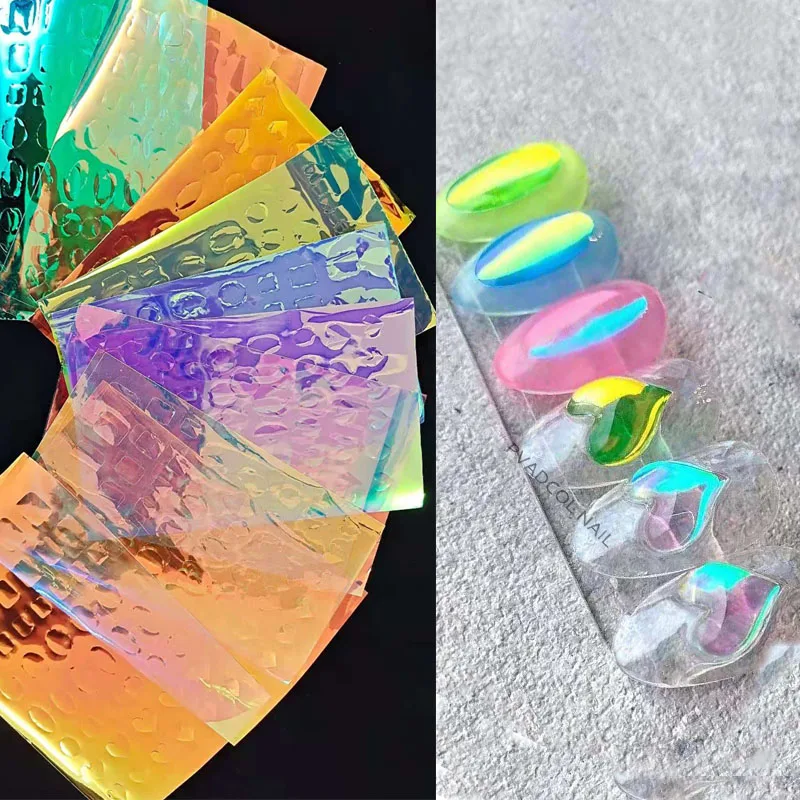 

Japanese Nail Art Ice Aurora Aluminum Foil Nails Sticker Decals Paper Glass Korean Trend Manicure Holographic Decoration