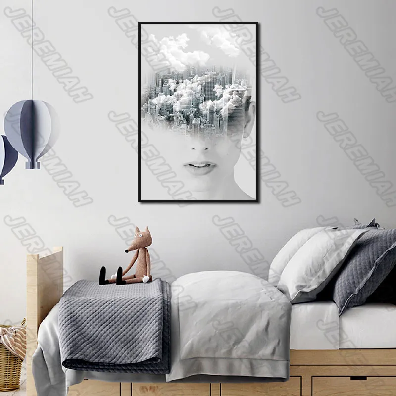 

Beauty Building White Background Poster Nordic Style Wall Art Canvas Print Painting Modern Living Room Decoration