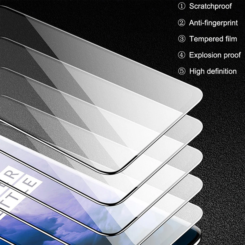 full cover for oneplus 7 7T pro tempered glass protective film 6 6T 5 5T on smartphone phone screen protector | Мобильные телефоны