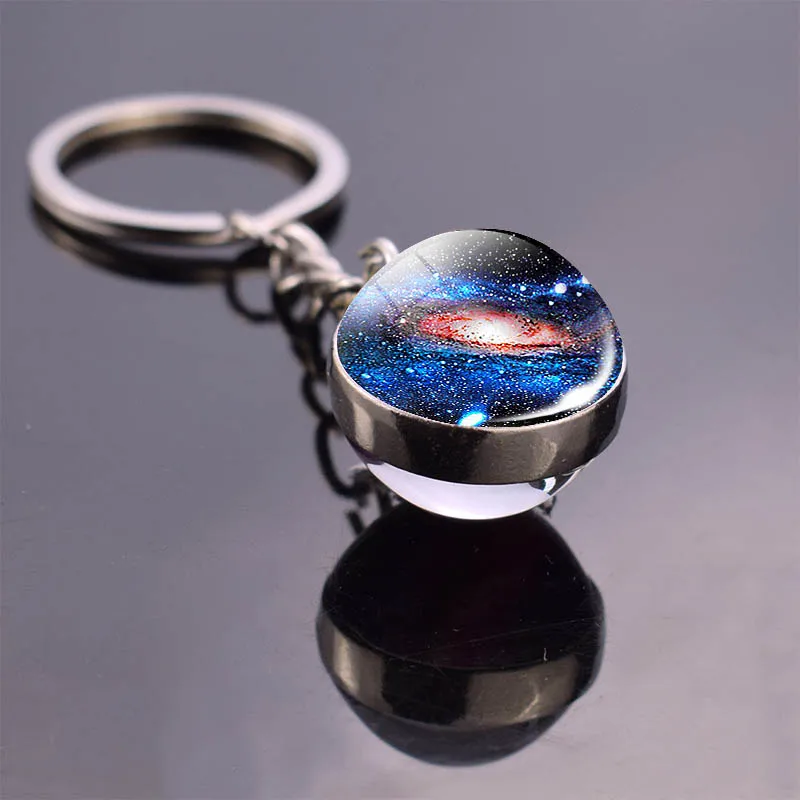 Брелок для ключей Galaxy со стеклянным шариком Ювелирное Украшение с кабошоном