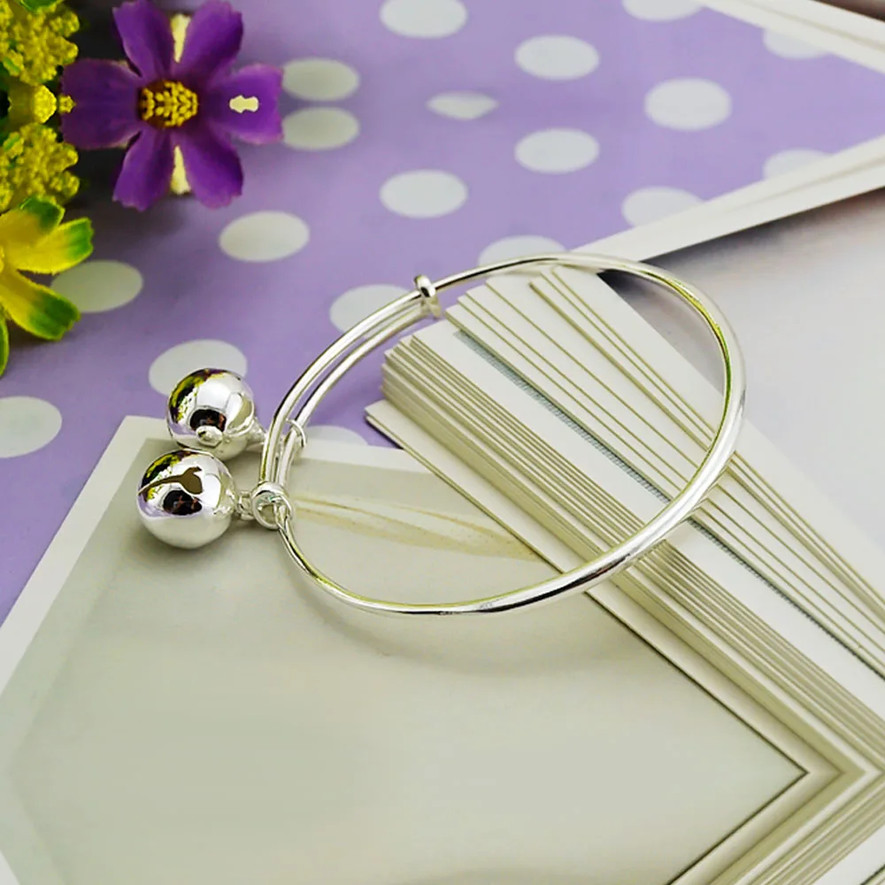 925 Sterling Silver Bracelet Female Simple Bell Pendant Design Solid Women's Popular Hewelry Birthday Gift | Украшения и