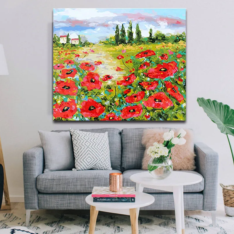 DIY картинки для раскраски по номерам с пейзажной картинкой Рисование в рамке