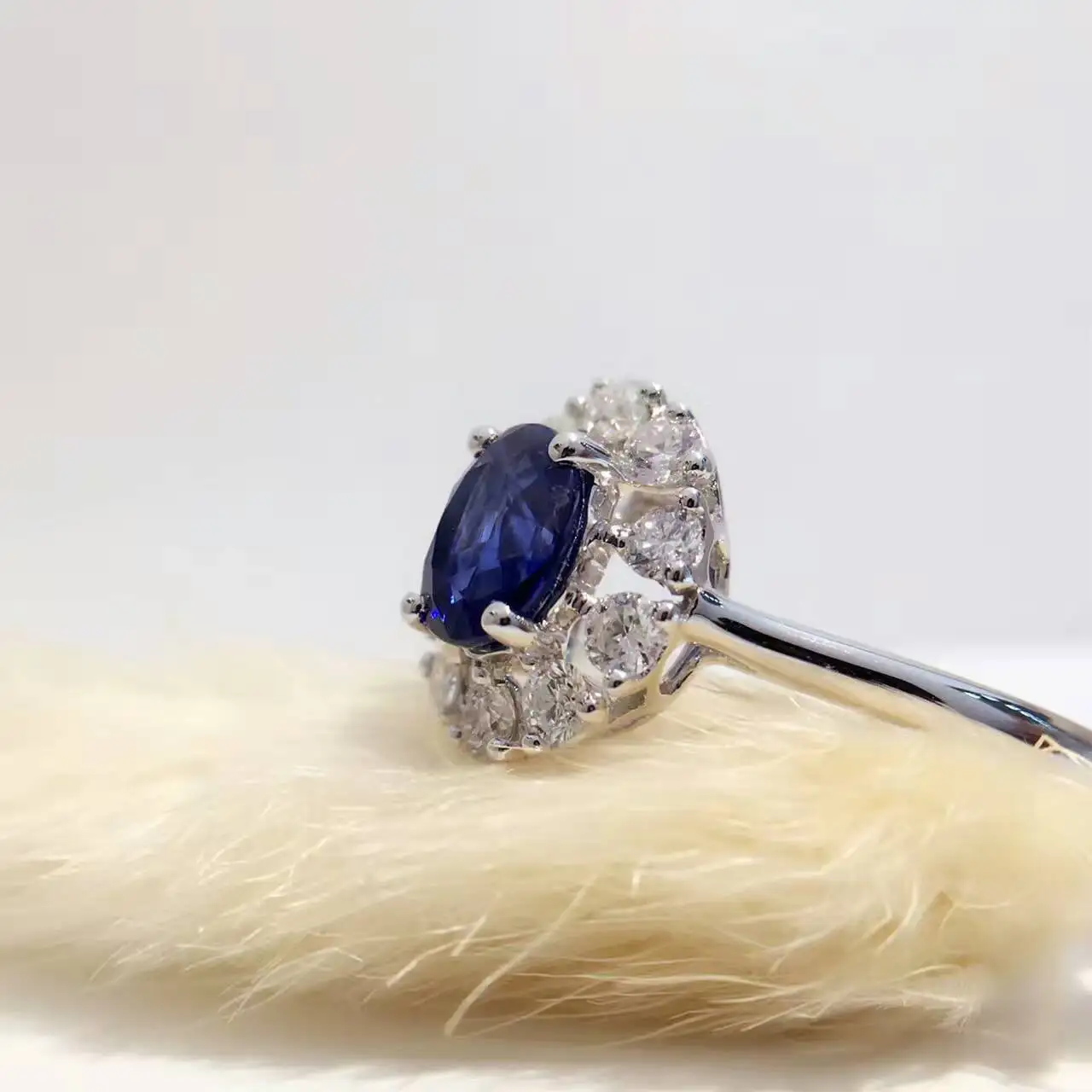 18K золото 0.887ct натуральный сапфир женское кольцо с 0.372ct Бриллиантовая установка новое Изысканное Украшение на свадьбу обручальное кольцо