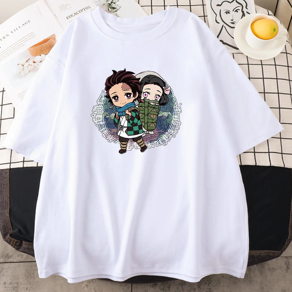 

Anime Demon Slayer Character Prints T Shirt Women's Harajuku Loose Tshirts Hip Hop Casual Clothing Style Oversized Male Tshirt
