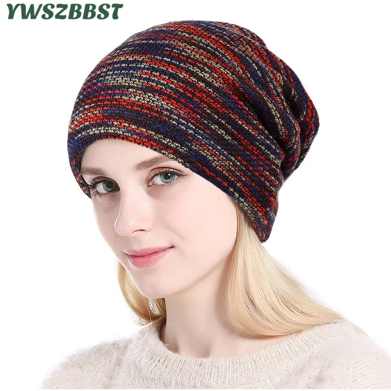 

New Spring Autumn Colorful Wool Cap for Women Men Knitted Beanies for Men Winter Velvet Warm Women Hat Head Cap