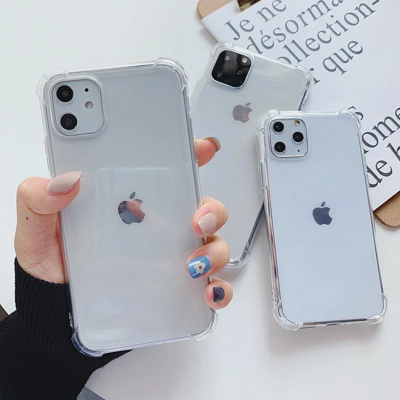 Противоударный чехол для iPhone 12 Pro Max 12Max прозрачный мягкий 11 XR X XS 10 шт.|Бамперы| |