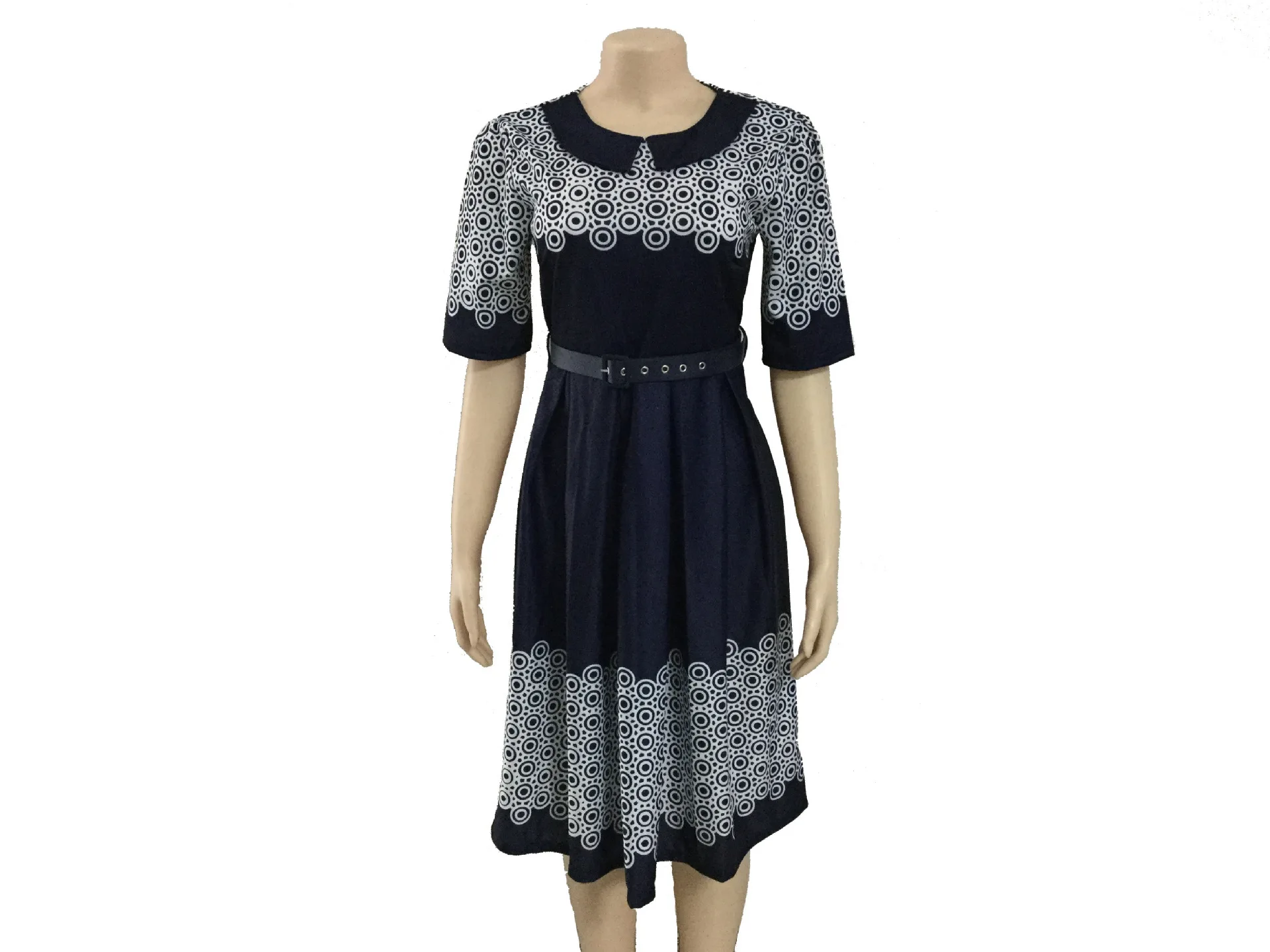 

Dresses for Women 2020 African Lapel Short-Sleeve Dot Prints With Belt Dress Africa Clothing