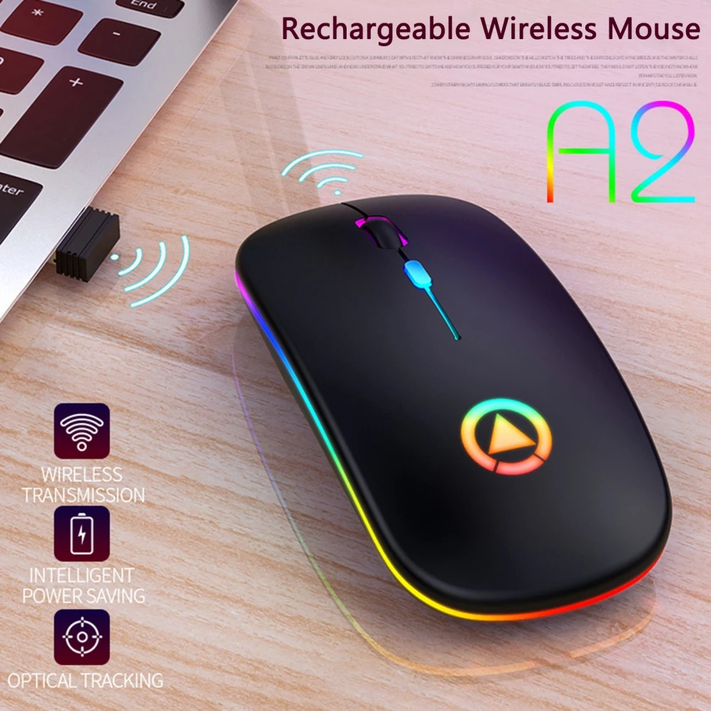 

New Wireless Mouse Bluetooth Ultra-thin Silent Rechargeable Mouse Led Lights Ergonomic Gaming Mouse For Laptop PC Computer