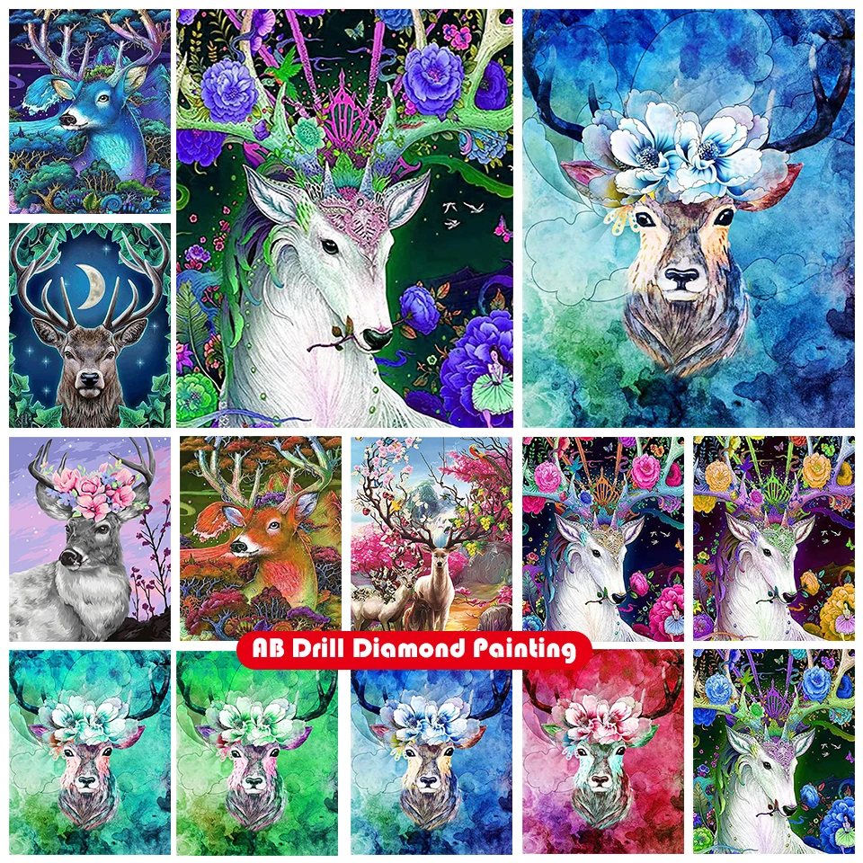 

Zipper bag 5D DIY AB diamond painting kit animal color elk abstract full circle diamond cross stitch mosaic home decoration