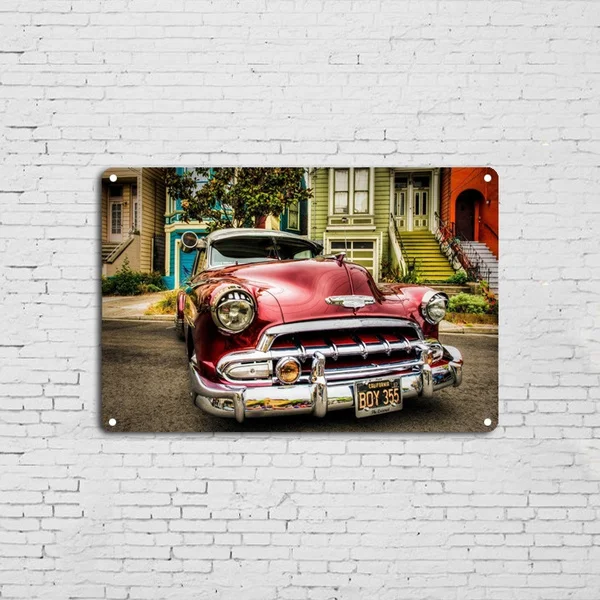 

Retro Car Rustic Metal Tin Plate Sign Tin Sign Decorative Wall Plaque Wall Decoration Shop Cafe Bar Vintage Garage Signs