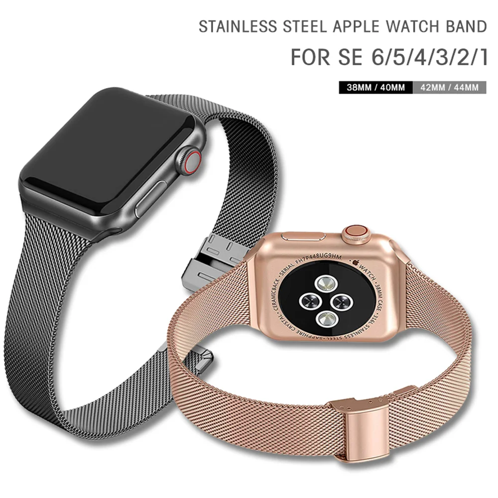 

strap For Apple Watch band 44mm 40mm Stainless steel metal bracelet correa for Apple watch serie 5 6 4 3 2 iWatch band 42mm 38mm